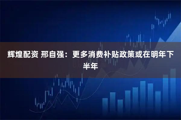 辉煌配资 邢自强:更多消费补贴政策或在明年下半年